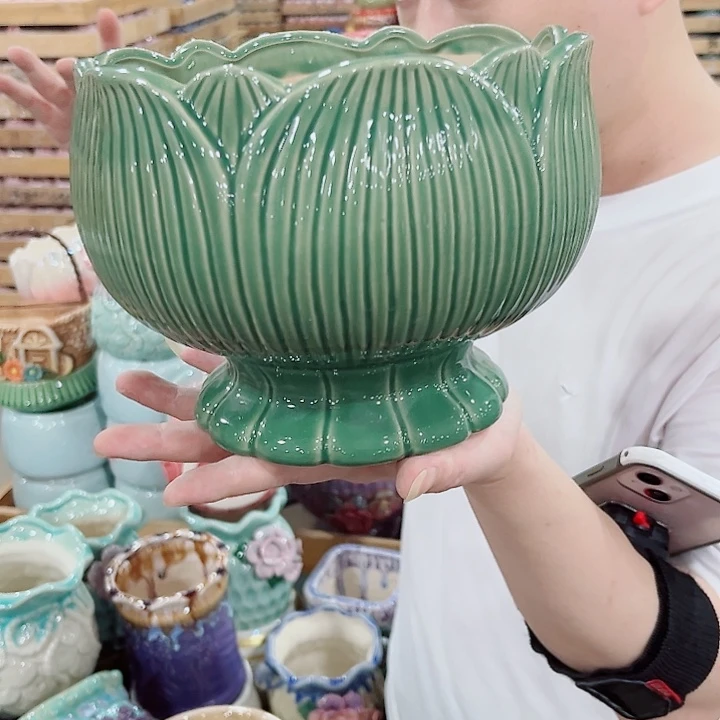 有孔.凑单10元陶瓷花盆发货！