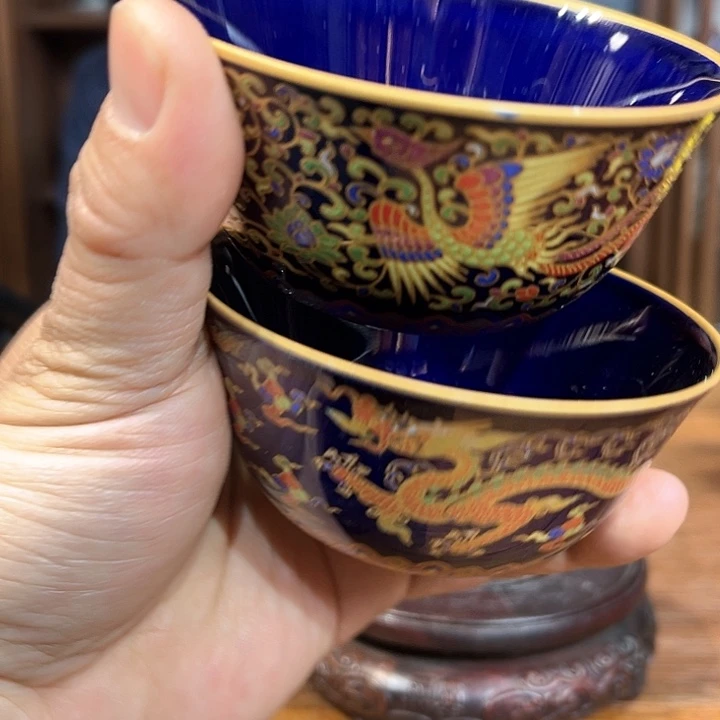 摆件景德镇龙凤对杯