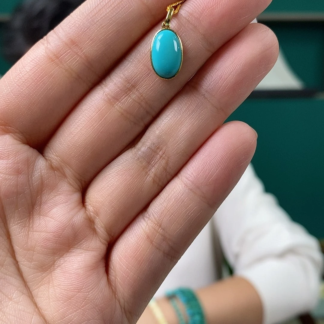 绿松石18K金镶嵌挂件