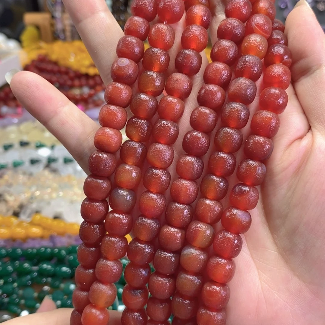 玛瑙/玉髓未镶嵌珠宝半成品橘皮老型一条卡10mm