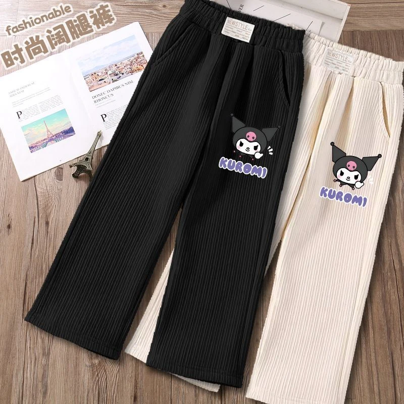 女童阔腿裤2025春秋新款洋气灯芯绒长裤儿童直筒口袋中大童裤子