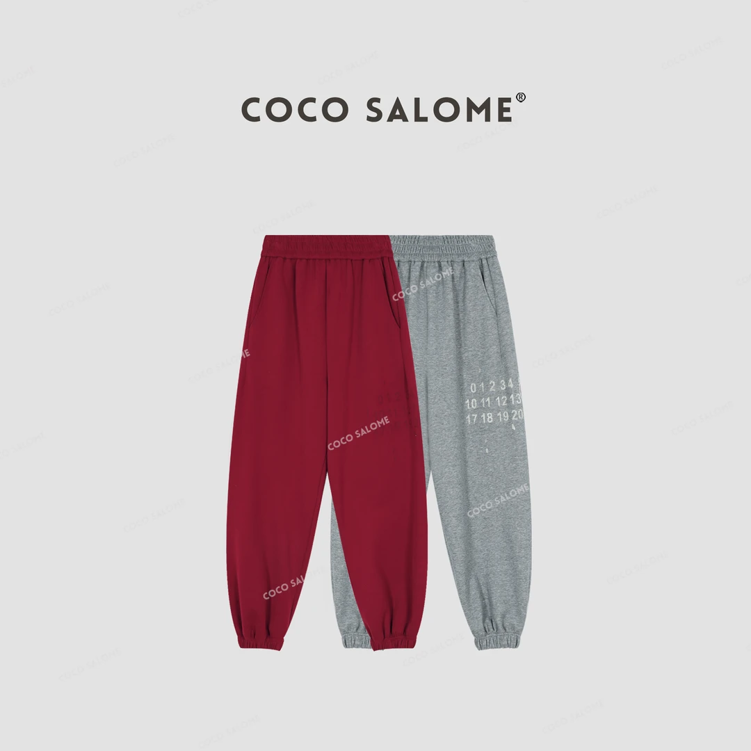 COCO SALOME⒁【大pp裤】300g极简风松紧腰束脚女卫裤581H