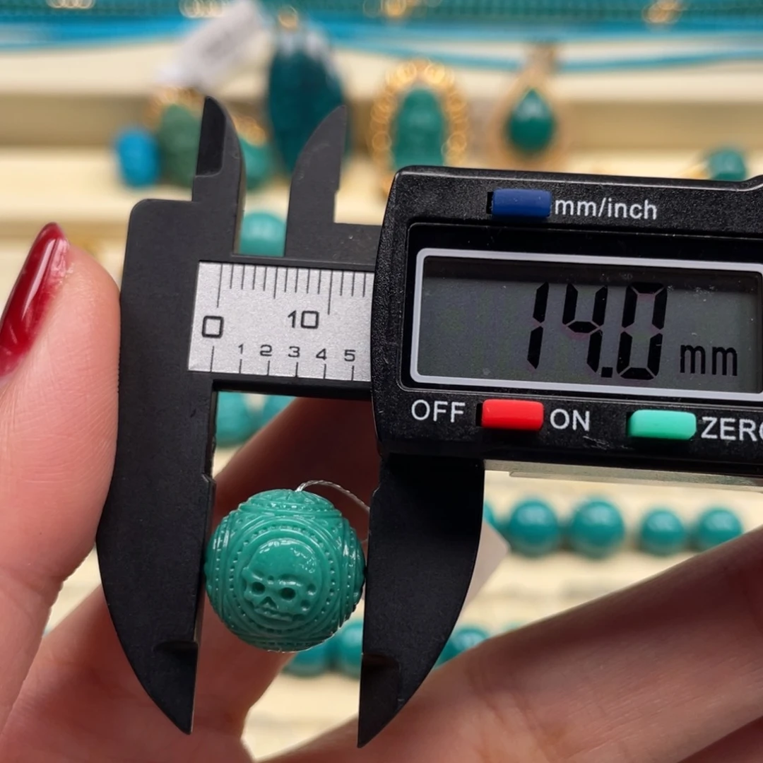 未镶嵌绿松石珠宝奇石骷髅圆珠