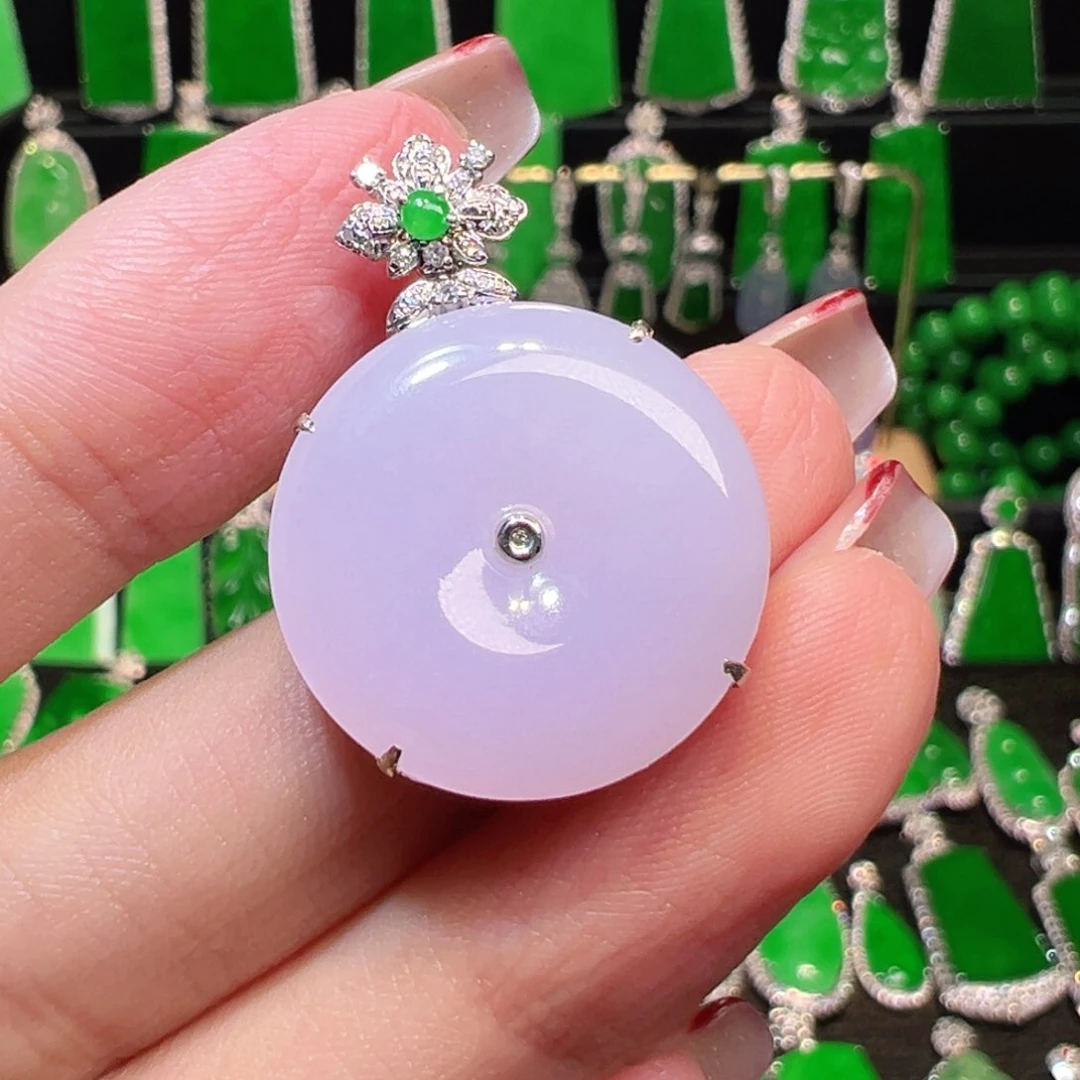 翡翠吊坠(不含链)18K金镶嵌