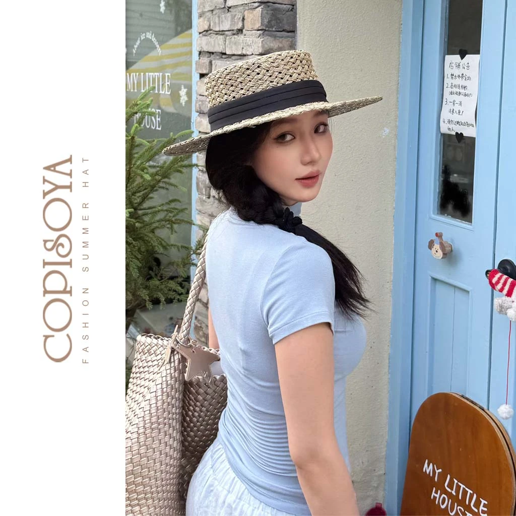COPISOYA/凯佩詩雅【现+预】平顶遮阳夏季空气感天然咸草帽XM239