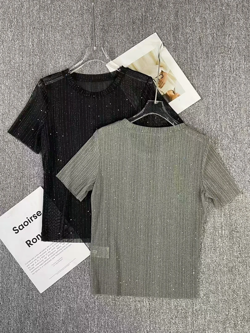 圆领针织半袖T恤休闲风千金风时尚静奢风短袖休闲气质百搭