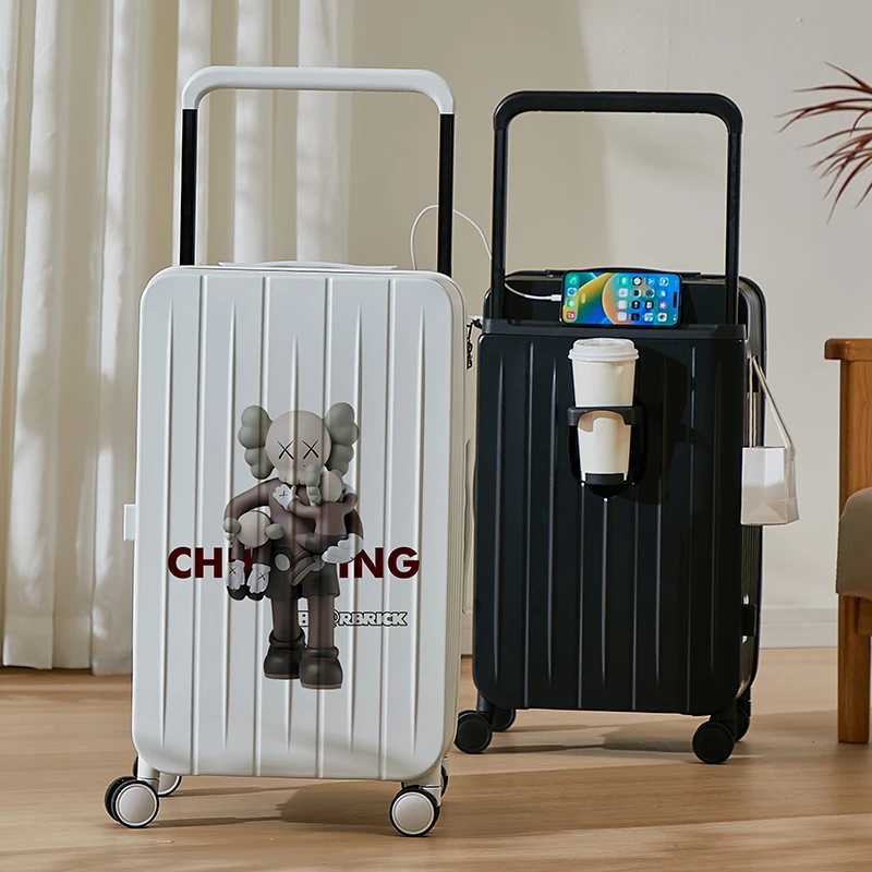 涂鸦宽拉杆行李箱女拉杆箱旅行箱学生三七开登机箱多功能轻便皮箱