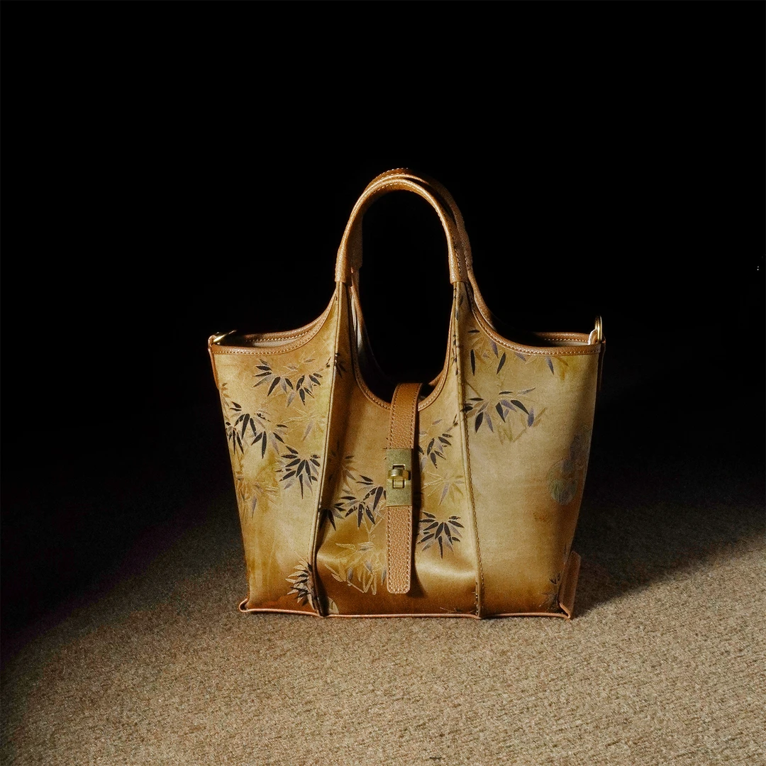 森下新中式大号托特包2025年秋冬国风香云纱手提牛皮斜挎女包