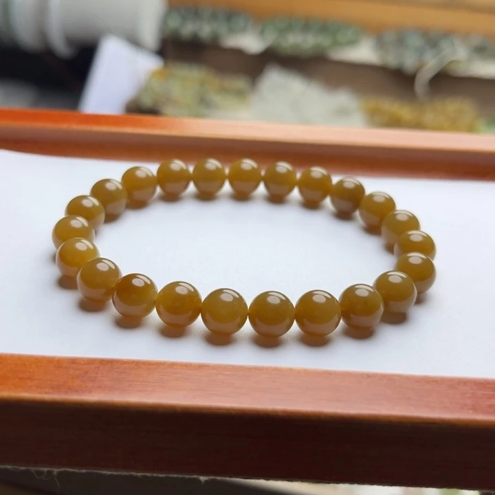 和田玉未镶嵌手链8mm红糖圆珠