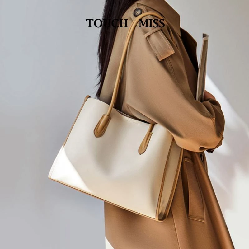 TOUCH MISS托特包包复古真皮大容量单肩包女2025秋冬新款通勤包