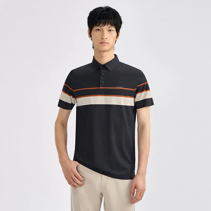 春夏/柒牌/短袖POLO衫/726T70860男子翻领夏季条纹透气男士时尚