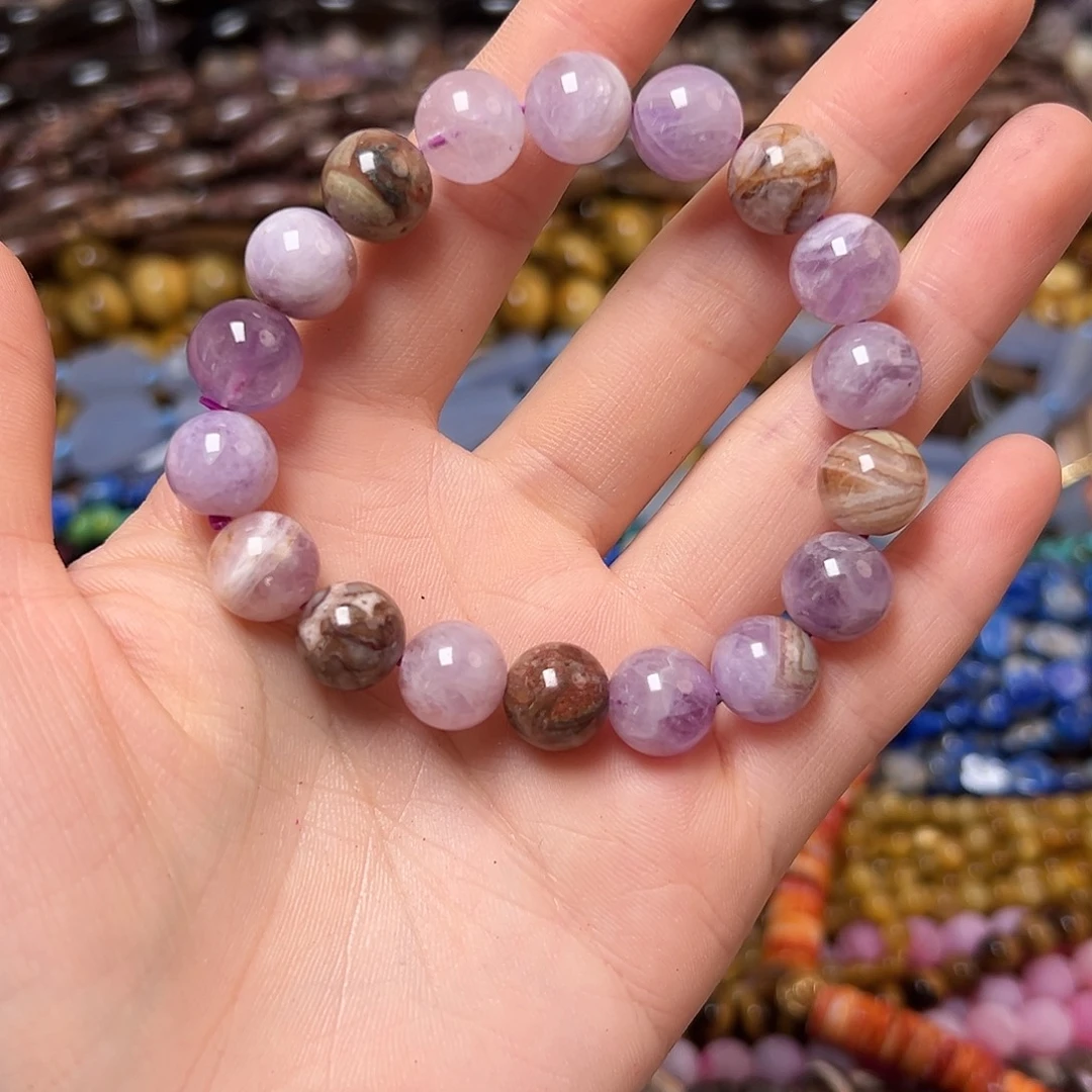 玛瑙/玉髓合金珠宝半成品W735。11mm天然紫水晶手串一条