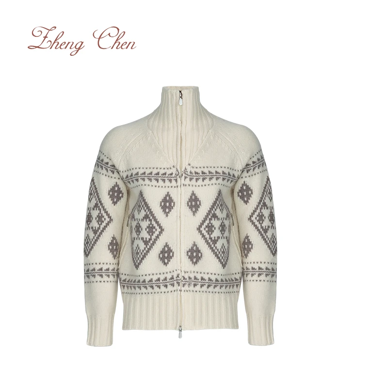 费尔岛100美利奴羊毛重磅加厚开衫 Y-MK96181