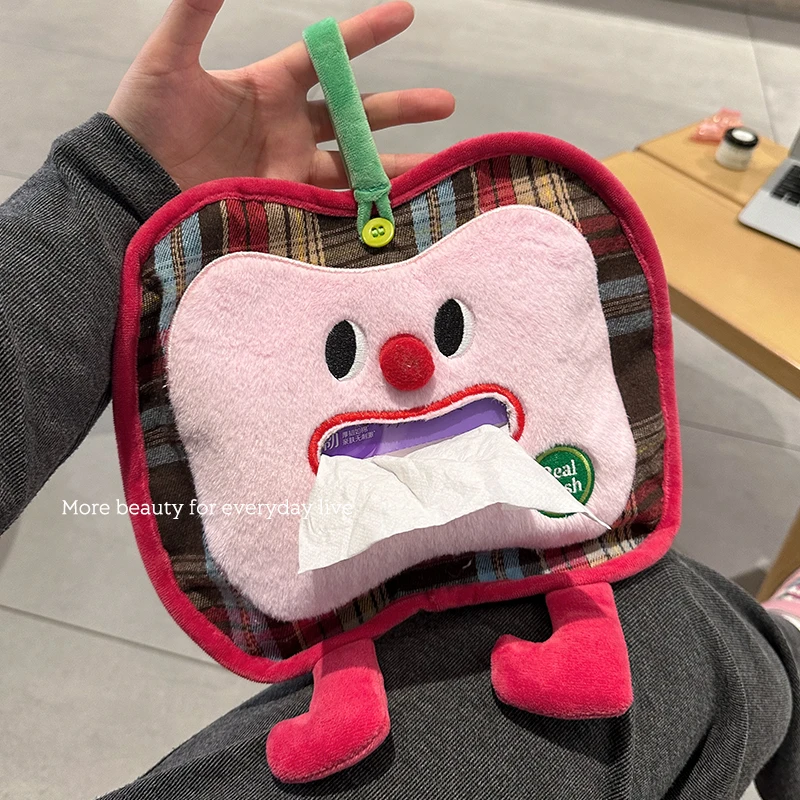 布艺毛绒纸巾盒收纳包吊挂式卷纸抽纸袋悬挂式玩偶可爱洗脸巾挂袋