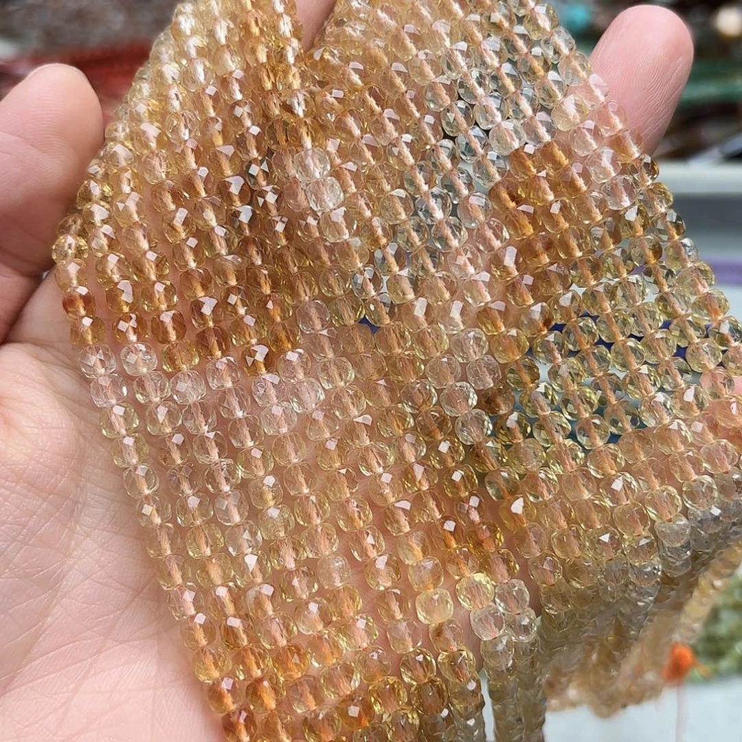 玛瑙/玉髓未镶嵌珠宝半成品4×4黄水晶渐变方切一条