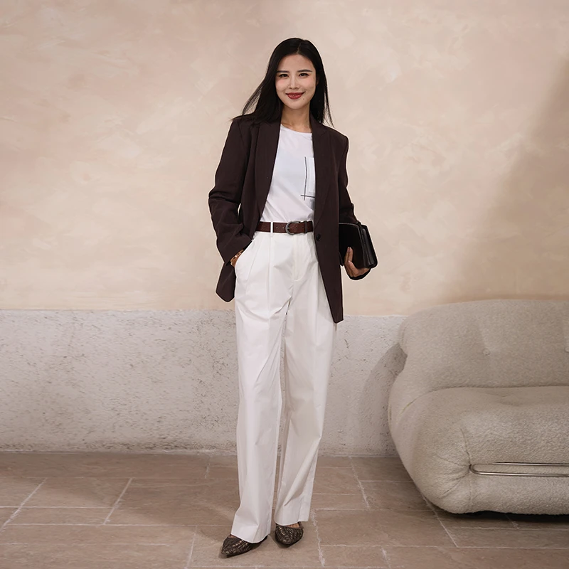 COLINWANG-静待夏至|意大利进口长绒棉BC风设计感口袋珠链白T恤