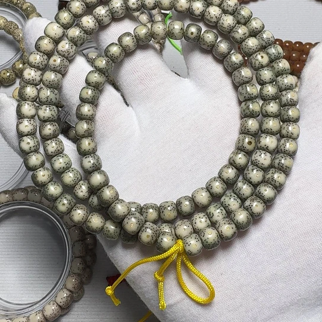 财****星月菩提手串原生态石玉料卡8脖挂月朗星稀