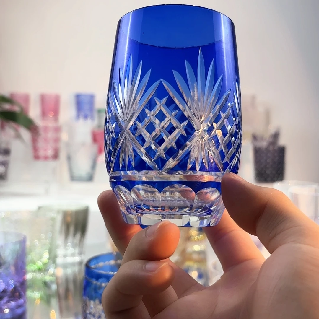 水晶玻璃吸管款蓝色