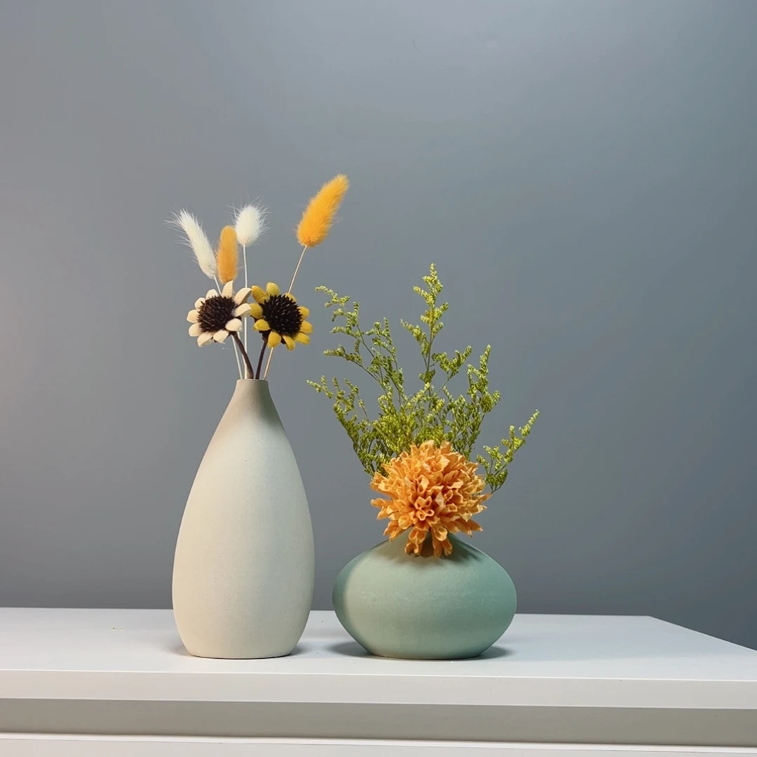 摆件景德镇手作陶瓷花瓶摆件无孔