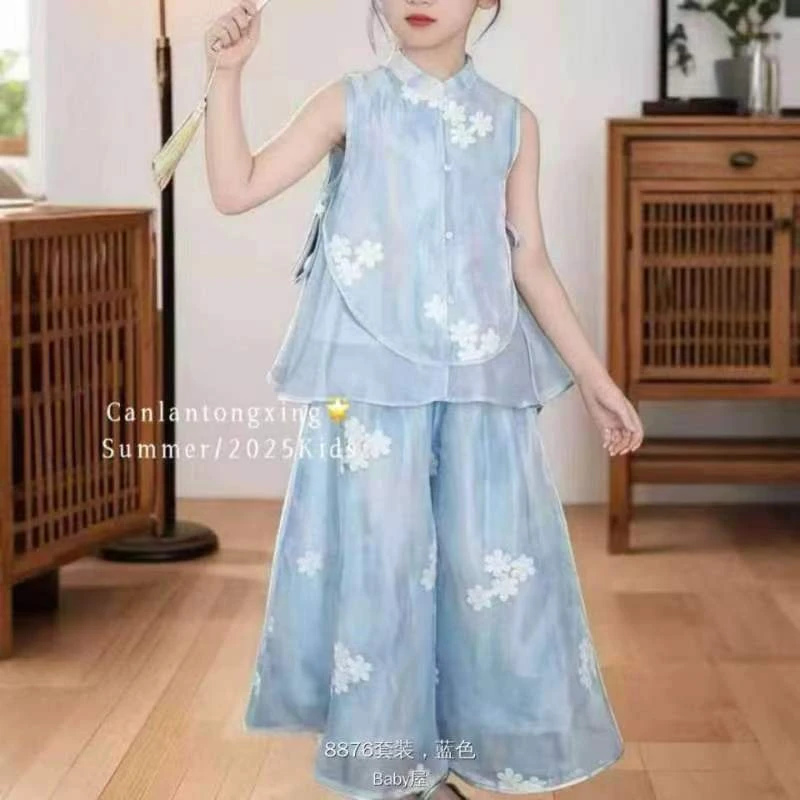 国风唐装套装女中童11-15