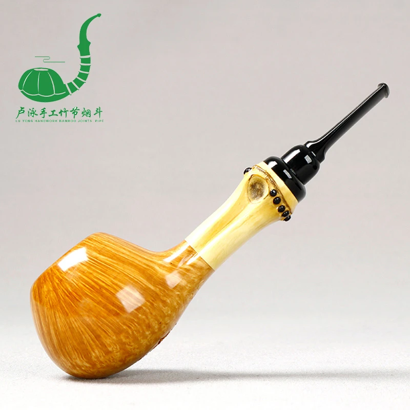 国师 卢泳手工 原木色苹果直斗 带瘤皮 3mm 手工石楠木烟斗