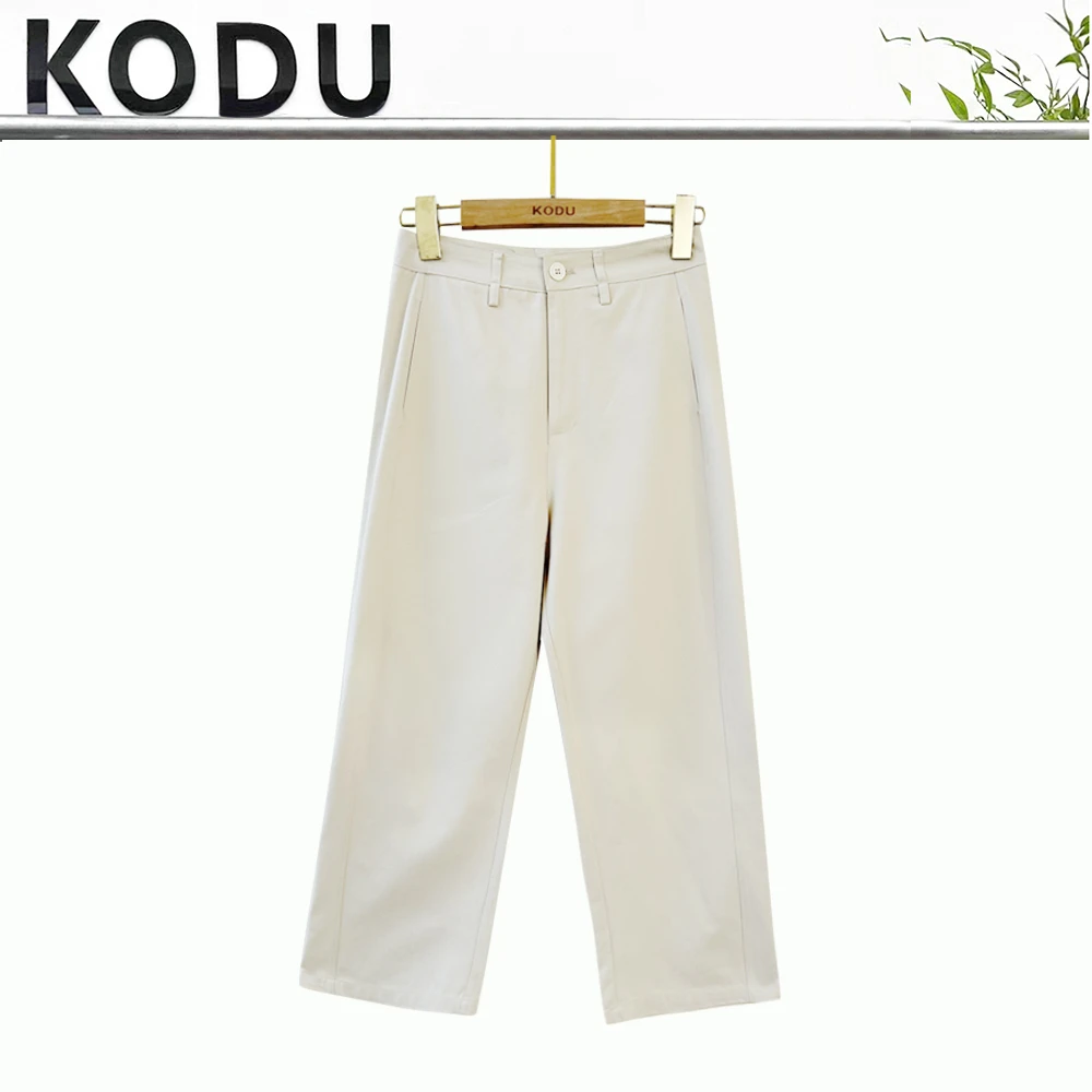 【刻度KODU】EN-5505夏季新品百搭轻盈薄款气质显瘦直筒九分休闲裤