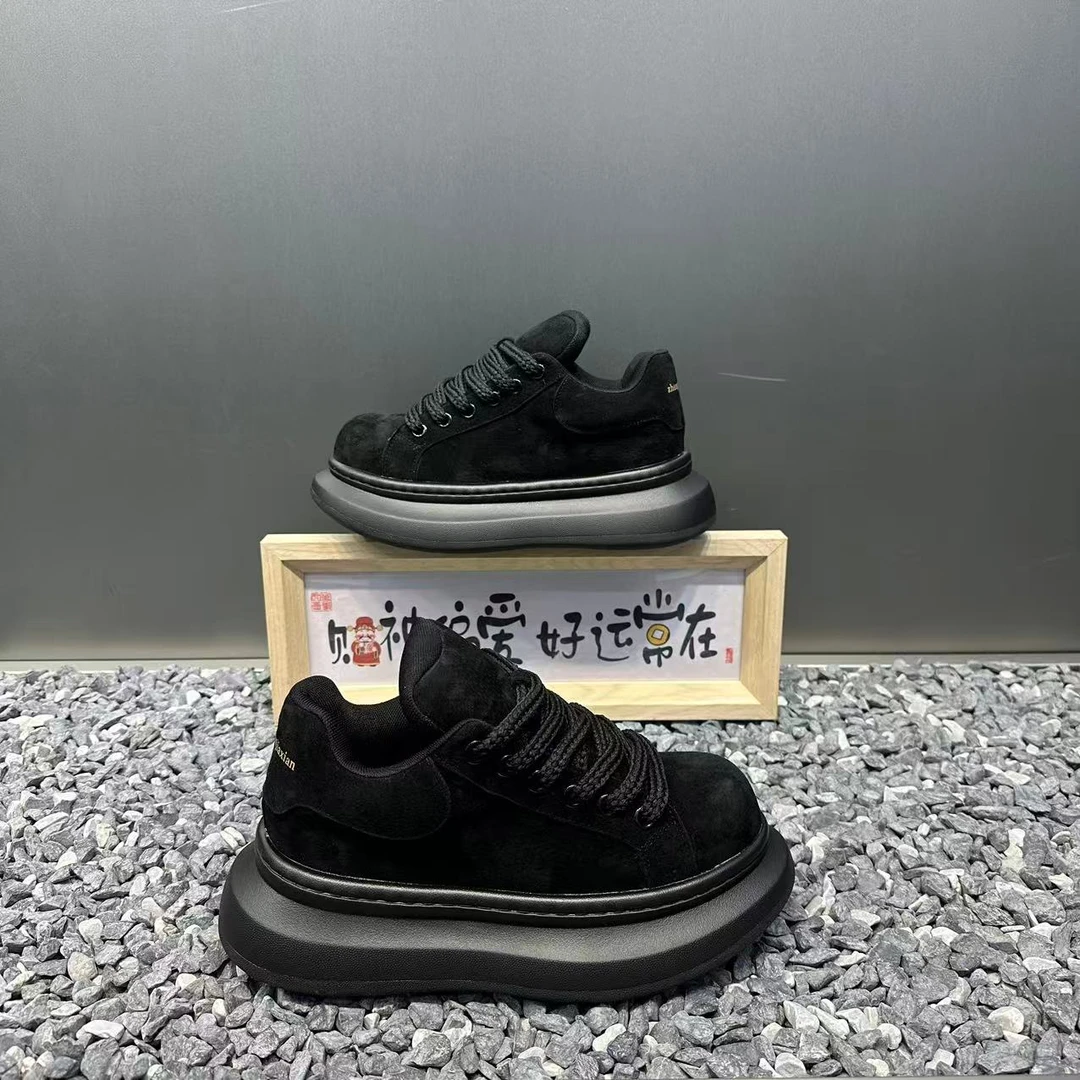 男鞋新款翻毛皮厚底增高秋冬潮流时尚百搭运动休闲鞋