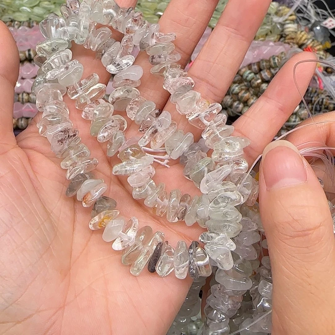 玛瑙/玉髓合金珠宝半成品绿水晶8-10mm一条随形