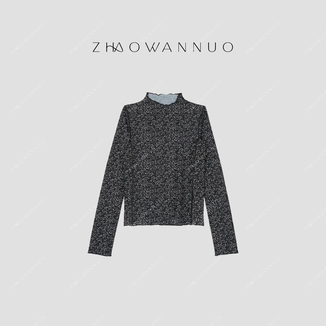 ZHAO WANNUO 丨25春夏圆领印花舒适透气打底长袖T恤NC0601