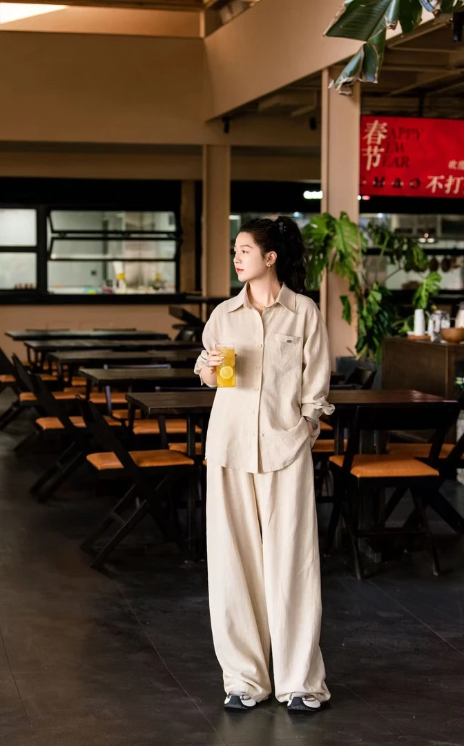 加莉精选【继承者】老钱风莱赛尔苎麻上衣/裤子 分码