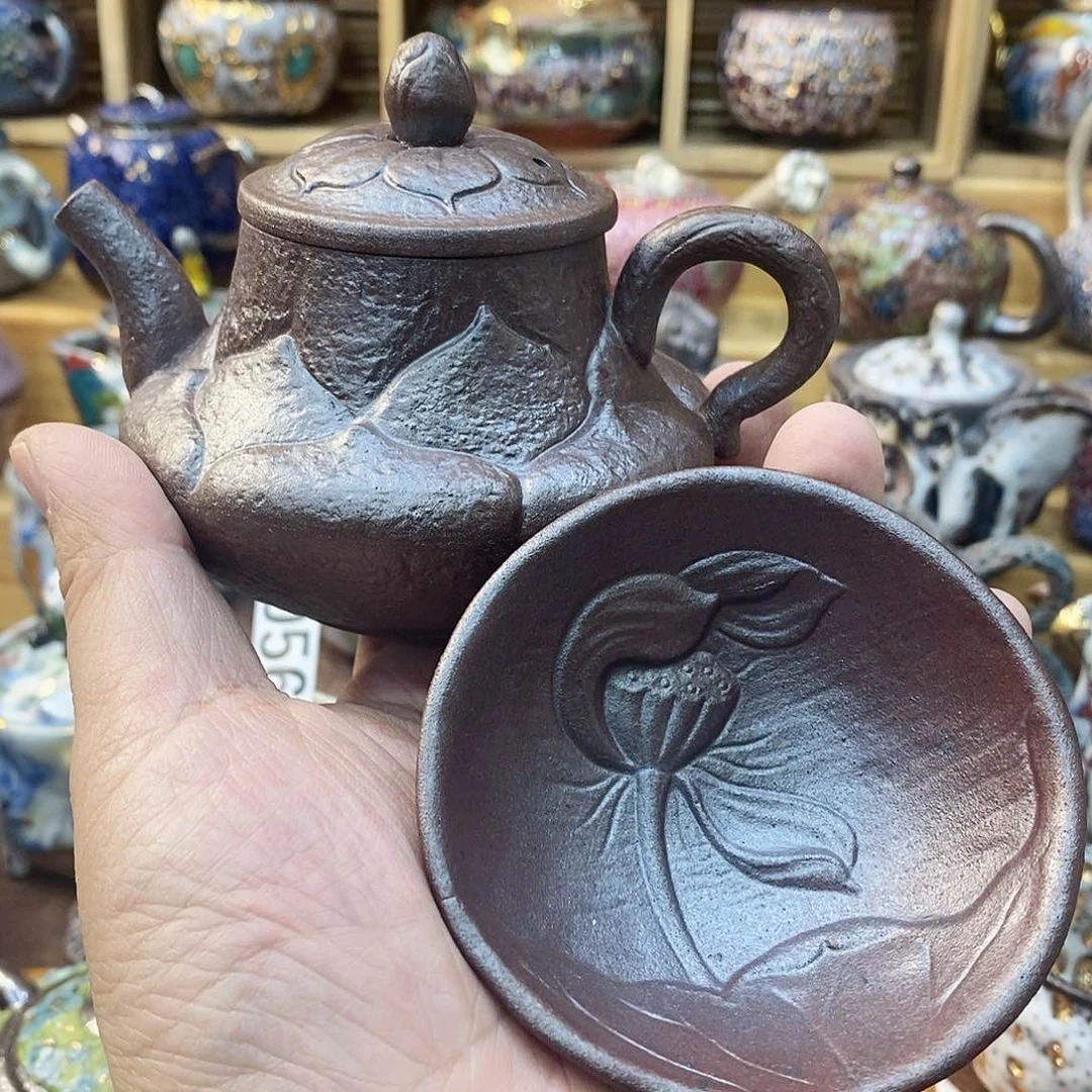 粗陶志野柴茶壶家用