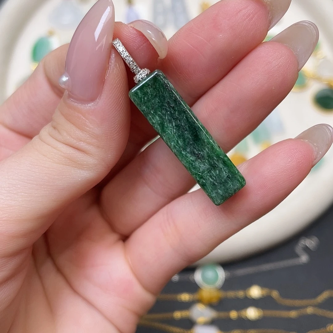 翡翠银S925镶嵌吊坠(不含链)