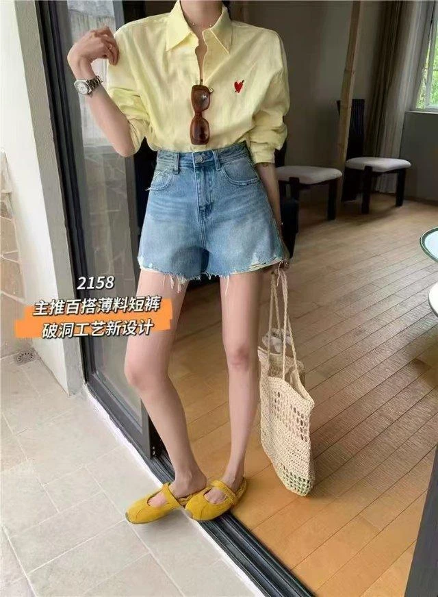 薄款破洞设计感短款2158(腰围64公分左右)