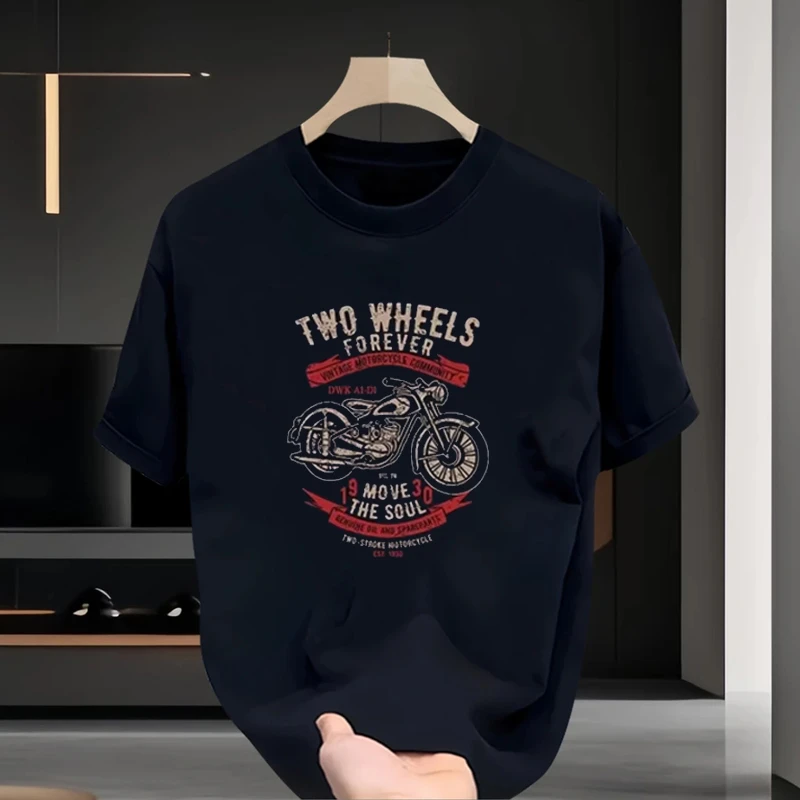 仓石一树潮牌摩托机车印花短袖T恤男款夏季宽松休闲圆领半袖体恤
