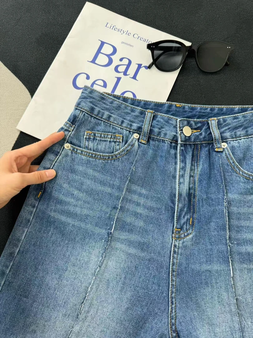 夏日100%棉潮牌设计款牛仔短裤3551