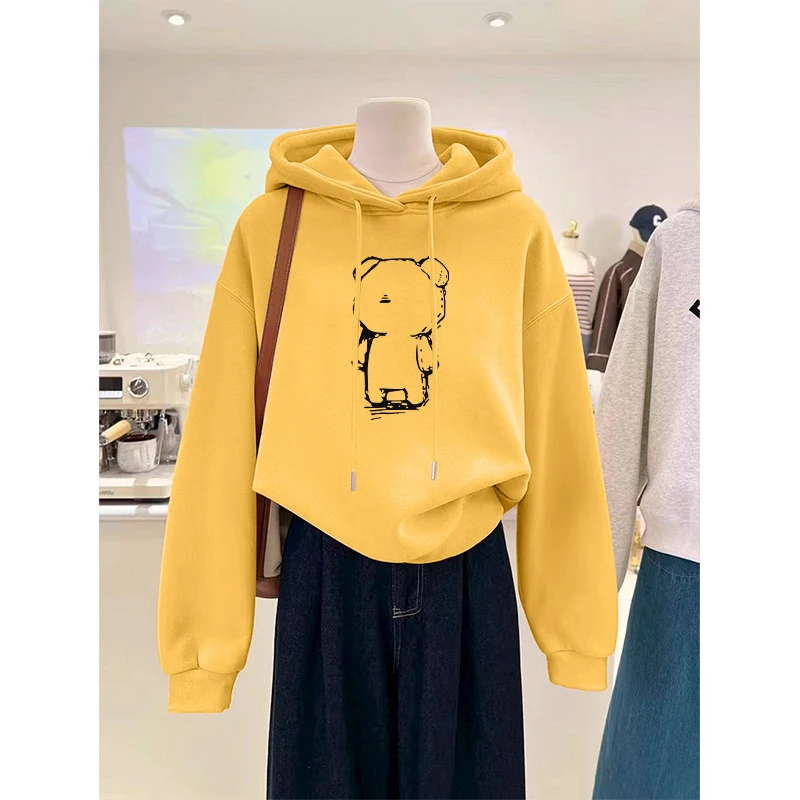 设计感小众秋冬新款2026加绒加厚套头连帽卫衣女网红新款衣服女