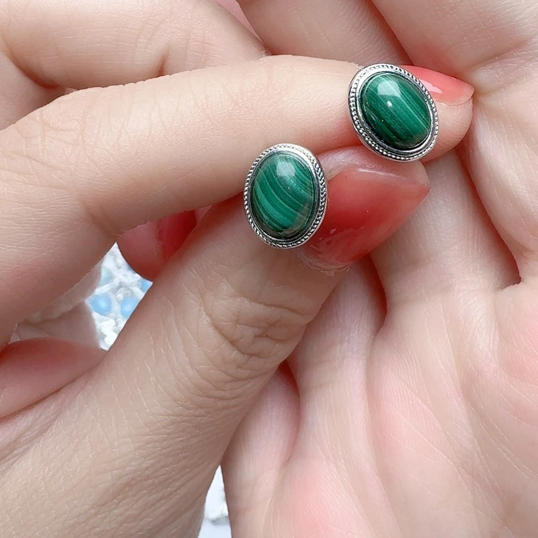 孔雀石耳饰未镶嵌耳钉