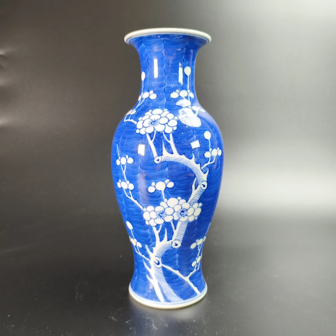 A01099清光绪青花冰梅赏盘 高25.2cm