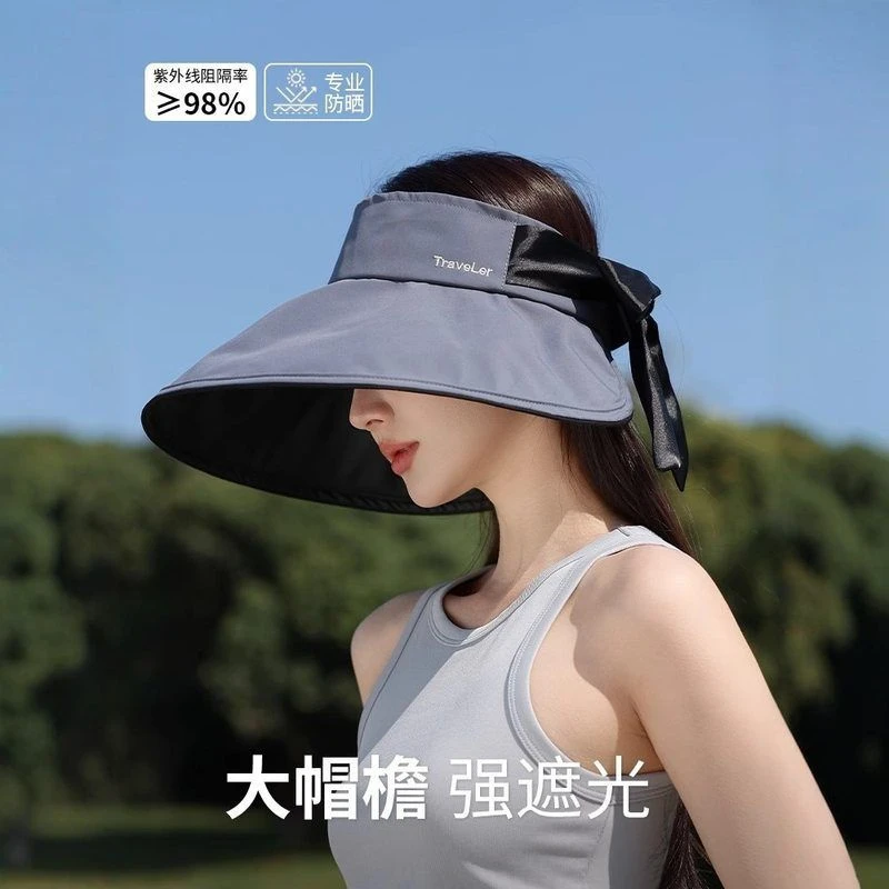 户外防紫外线夏季大檐全脸防晒空顶帽女2025新款可折叠空顶太阳帽