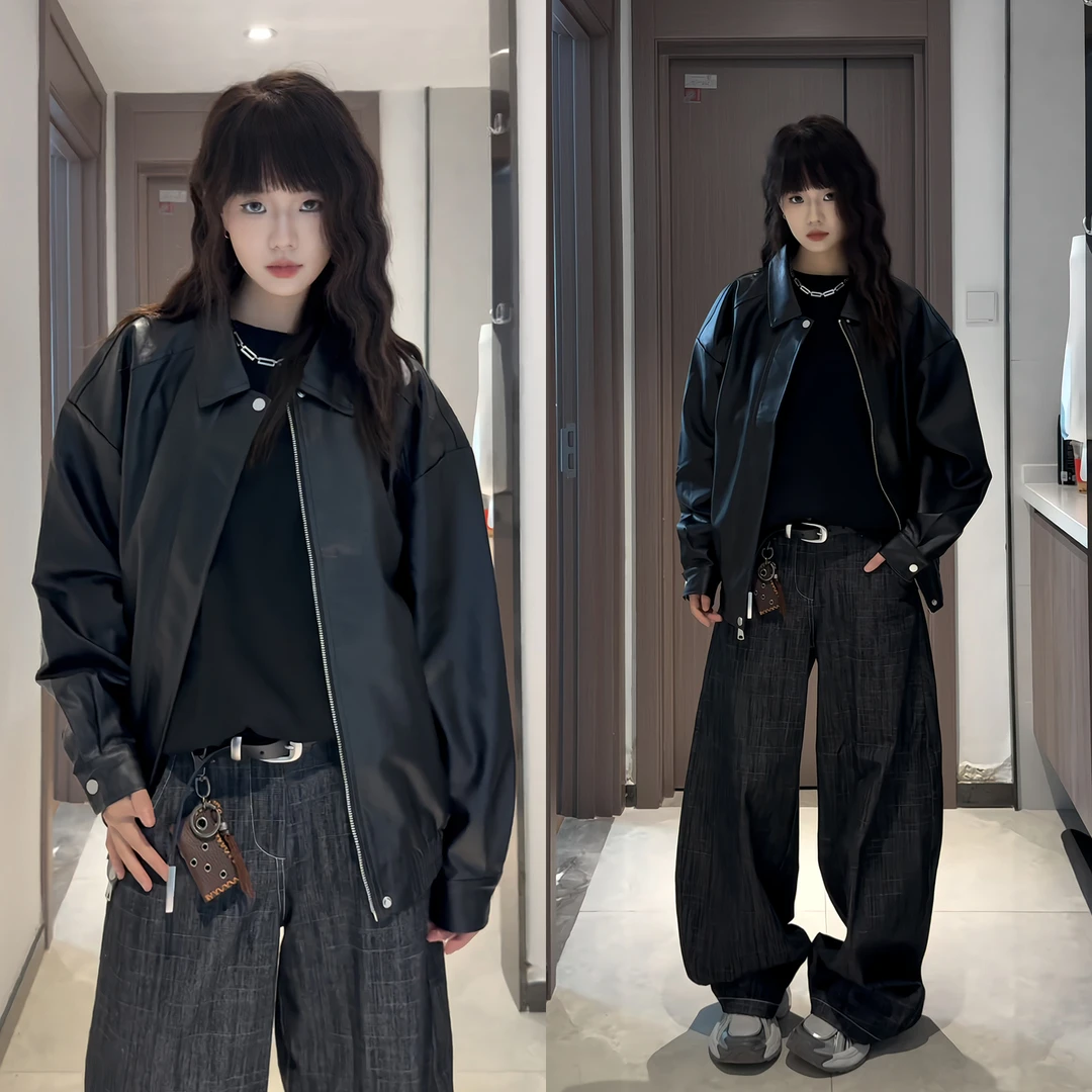 黑色皮衣外套男款秋季穿搭痞帅高级感机车夹克cleanfit短款棒球服
