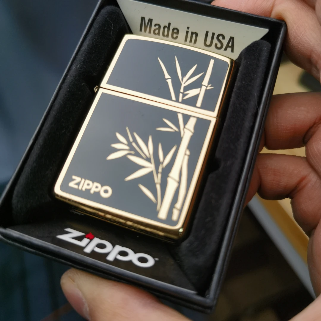 Zippo打火机黑金珐琅富贵竹233