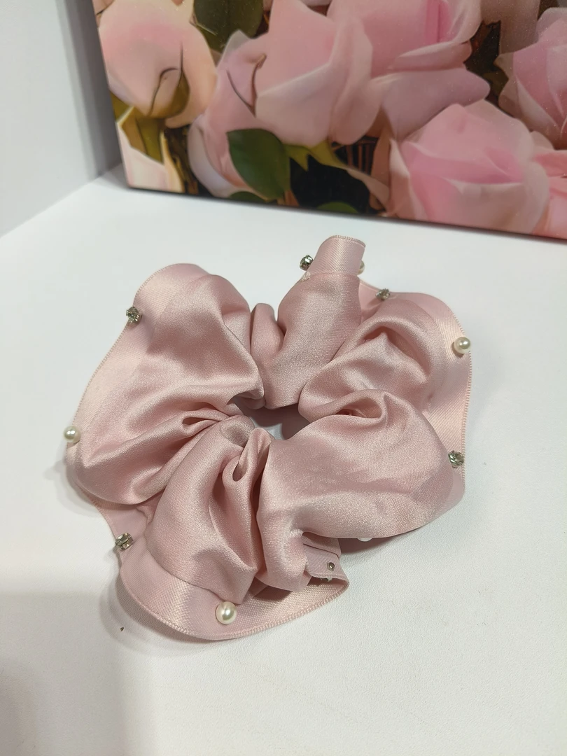 原创甜美韩版时尚少女粉色钻珠发圈