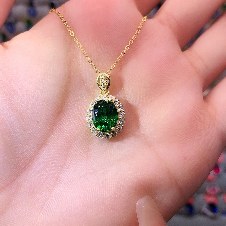 透辉石吊坠银S925镶嵌