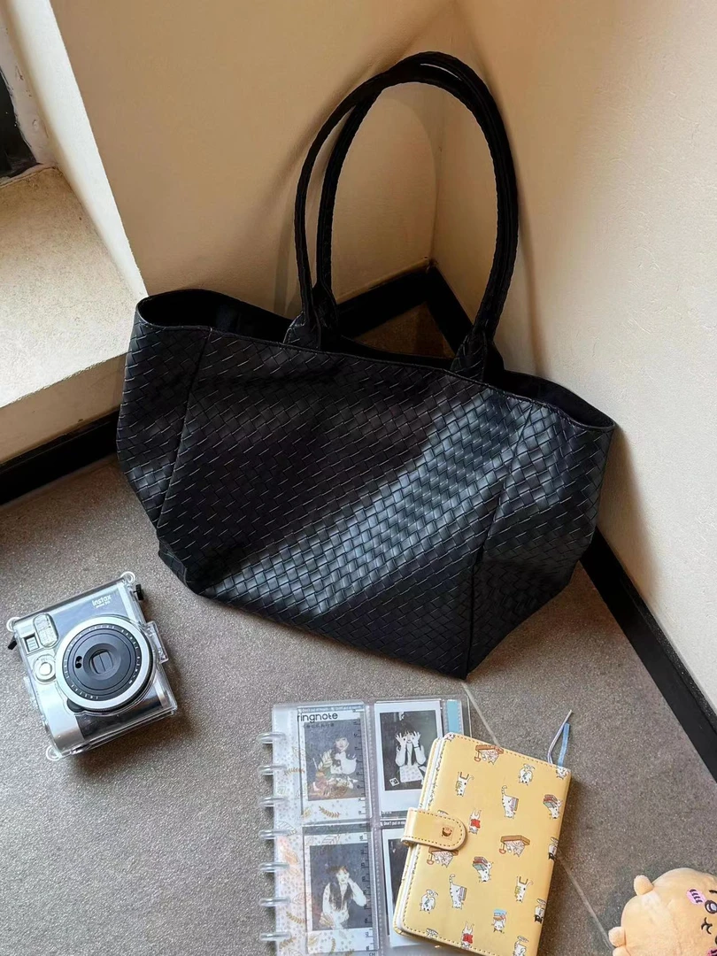 韩系编织手提包2025新款大容量单肩通勤包托特包腋下包外出包包