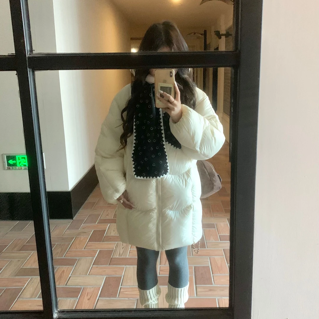 白色羽绒服女中长款2025冬季新款白鸭绒加厚爆款巨好看面包服外套