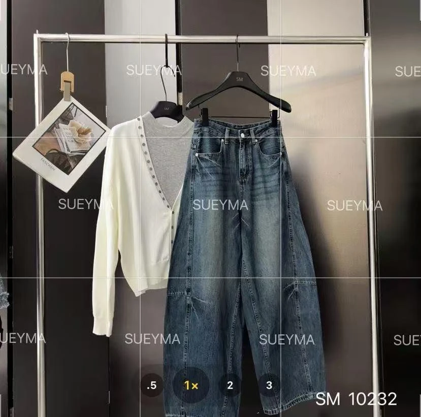 杨杨 SM-宽松阔腿牛仔裤10232