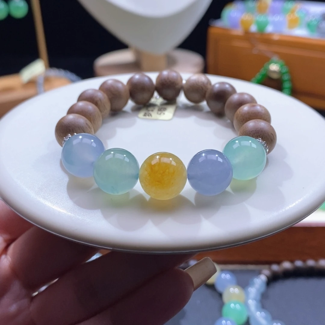 未镶嵌手串翡翠冰糖果色手串卡12+