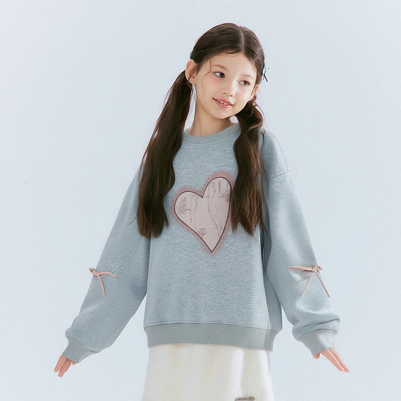 笛莎童装女童卫衣春秋季新款中大童中国风盘扣套头上衣-8M2432201