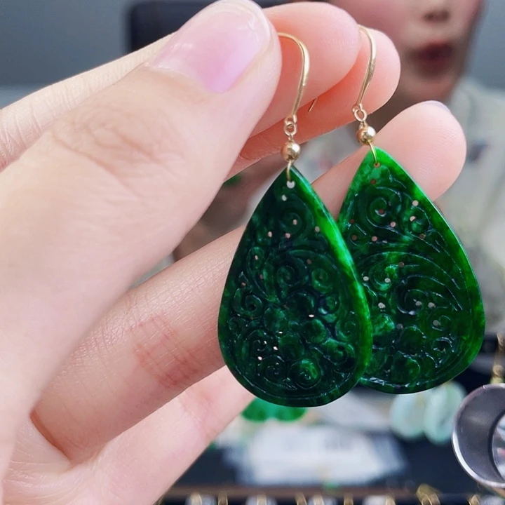 翡翠耳饰18K金镶嵌饰品