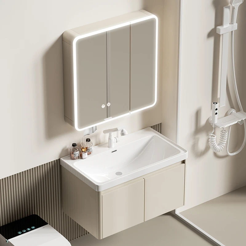 加深18厘米一体盆原木色】浴室柜飞机盆洗手盆卫生间洗手台